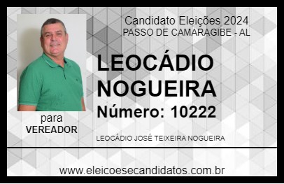 Candidato LEOCÁDIO NOGUEIRA 2024 - PASSO DE CAMARAGIBE - Eleições