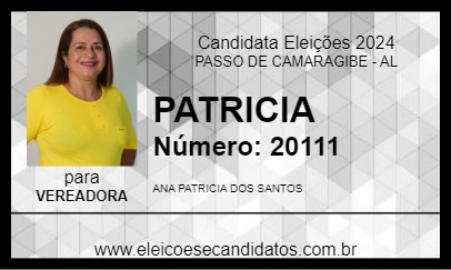 Candidato PATRICIA 2024 - PASSO DE CAMARAGIBE - Eleições