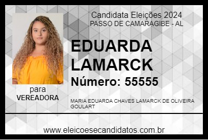 Candidato EDUARDA LAMARCK 2024 - PASSO DE CAMARAGIBE - Eleições