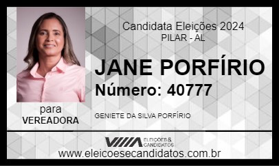 Candidato JANE PORFÍRIO 2024 - PILAR - Eleições