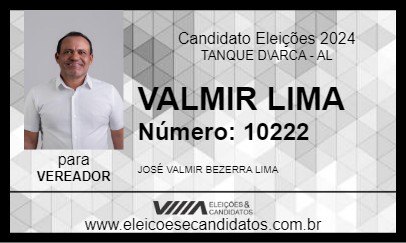 Candidato VALMIR LIMA 2024 - TANQUE D\ARCA - Eleições