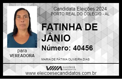 Candidato FATINHA DE JÂNIO 2024 - PORTO REAL DO COLÉGIO - Eleições