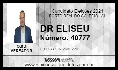 Candidato DR ELISEU 2024 - PORTO REAL DO COLÉGIO - Eleições