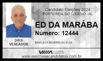 Candidato ED DA MARÁBA 2024 - PORTO REAL DO COLÉGIO - Eleições