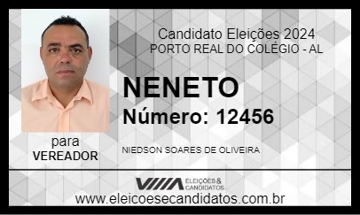 Candidato NENETO 2024 - PORTO REAL DO COLÉGIO - Eleições