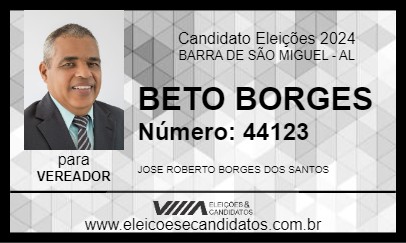 Candidato BETO BORGES 2024 - BARRA DE SÃO MIGUEL - Eleições