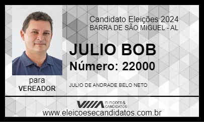 Candidato JULIO BOB 2024 - BARRA DE SÃO MIGUEL - Eleições