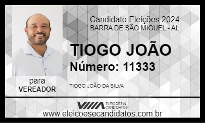 Candidato TIOGO JOÃO 2024 - BARRA DE SÃO MIGUEL - Eleições