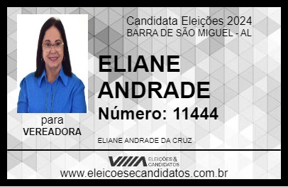 Candidato ELIANE ANDRADE 2024 - BARRA DE SÃO MIGUEL - Eleições