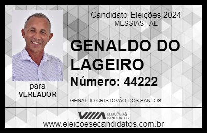 Candidato GENALDO DO LAGEIRO 2024 - MESSIAS - Eleições