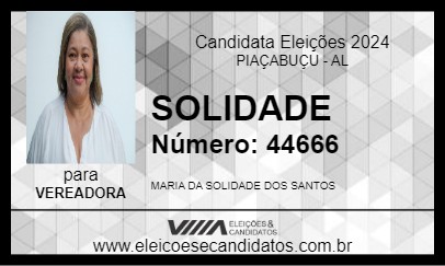 Candidato SOLIDADE 2024 - PIAÇABUÇU - Eleições