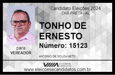 Candidato TONHO DE ERNESTO 2024 - CHÃ PRETA - Eleições