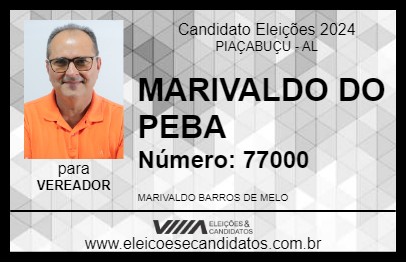 Candidato MARIVALDO DO PEBA 2024 - PIAÇABUÇU - Eleições