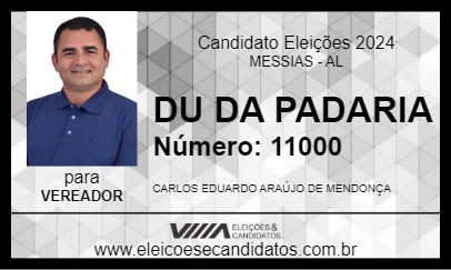 Candidato DU DA PADARIA 2024 - MESSIAS - Eleições