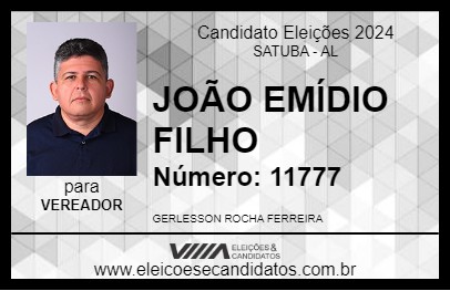 Candidato JOÃO EMÍDIO FILHO 2024 - SATUBA - Eleições