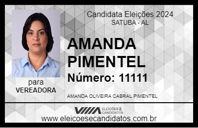 Candidato AMANDA PIMENTEL 2024 - SATUBA - Eleições