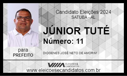 Candidato JÚNIOR TUTÉ 2024 - SATUBA - Eleições