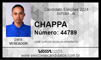 Candidato CHAPPA 2024 - SATUBA - Eleições