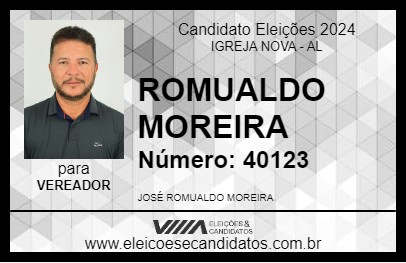 Candidato ROMUALDO MOREIRA 2024 - IGREJA NOVA - Eleições