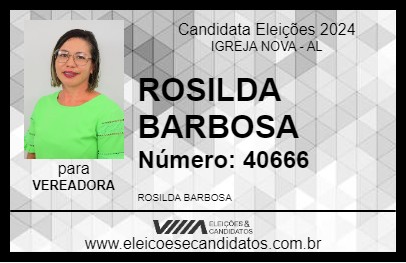 Candidato ROSILDA BARBOSA 2024 - IGREJA NOVA - Eleições