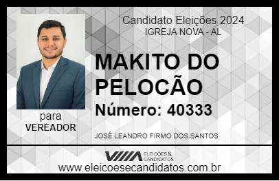 Candidato MAKITO DO PELOCÃO 2024 - IGREJA NOVA - Eleições