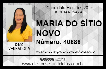 Candidato MARIA DO SÍTIO NOVO 2024 - IGREJA NOVA - Eleições