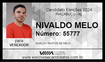 Candidato NIVALDO MELO 2024 - PIAÇABUÇU - Eleições