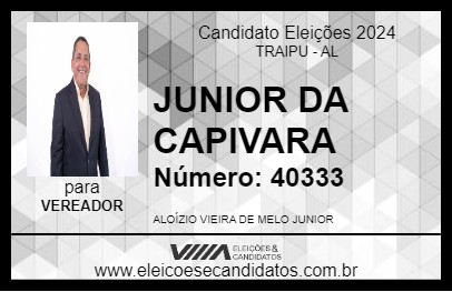 Candidato JUNIOR DA CAPIVARA 2024 - TRAIPU - Eleições