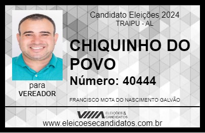 Candidato CHIQUINHO DO POVO 2024 - TRAIPU - Eleições