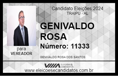 Candidato GENIVALDO ROSA 2024 - TRAIPU - Eleições