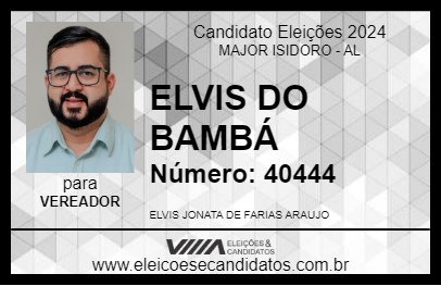 Candidato ELVIS DO BAMBÁ 2024 - MAJOR ISIDORO - Eleições