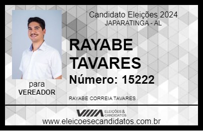 Candidato RAYABE TAVARES 2024 - JAPARATINGA - Eleições