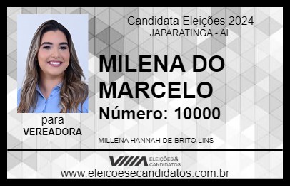 Candidato MILENA DO MARCELO 2024 - JAPARATINGA - Eleições