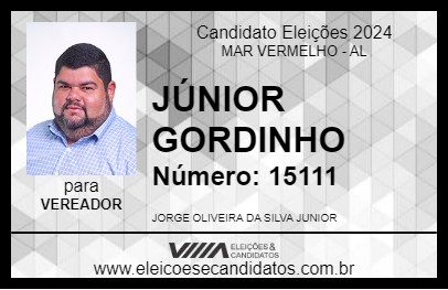 Candidato JÚNIOR GORDINHO 2024 - MAR VERMELHO - Eleições