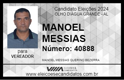 Candidato MANOEL MESSIAS 2024 - OLHO D\ÁGUA GRANDE - Eleições