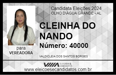 Candidato CLEINHA DO NANDO 2024 - OLHO D\ÁGUA GRANDE - Eleições