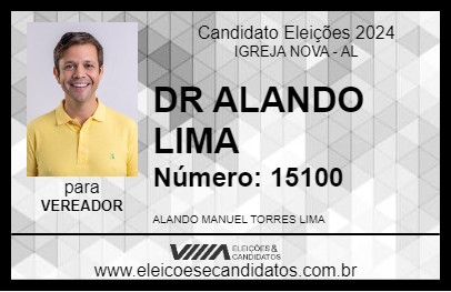 Candidato DR ALANDO LIMA 2024 - IGREJA NOVA - Eleições