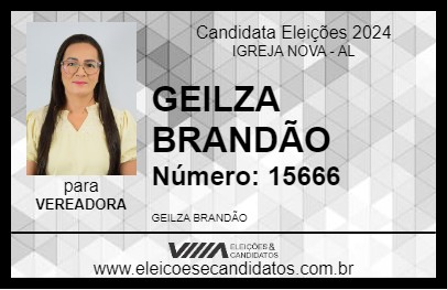 Candidato GEILZA BRANDÃO 2024 - IGREJA NOVA - Eleições