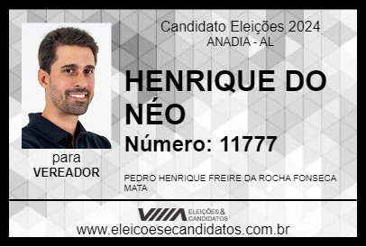 Candidato HENRIQUE DO NÉO 2024 - ANADIA - Eleições