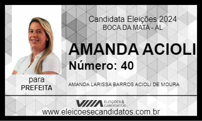 Candidato AMANDA ACIOLI 2024 - BOCA DA MATA - Eleições