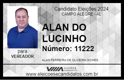 Candidato ALAN DO LUCINHO 2024 - CAMPO ALEGRE - Eleições