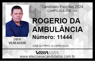 Candidato ROGERIO DA AMBULÂNCIA 2024 - CAMPO ALEGRE - Eleições