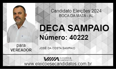 Candidato DECA SAMPAIO 2024 - BOCA DA MATA - Eleições