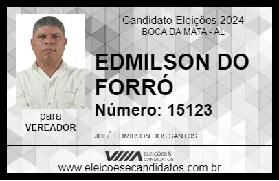 Candidato EDMILSON DO FORRÓ 2024 - BOCA DA MATA - Eleições