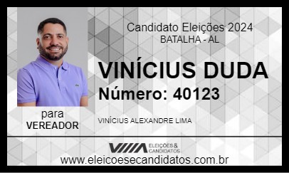 Candidato VINÍCIUS DUDA 2024 - BATALHA - Eleições