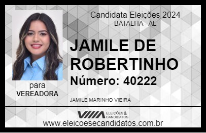 Candidato JAMILE DE ROBERTINHO 2024 - BATALHA - Eleições