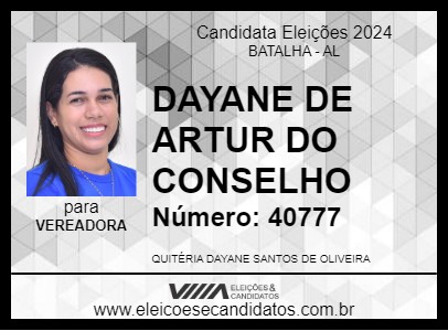 Candidato DAYANE DE ARTUR 2024 - BATALHA - Eleições