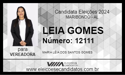 Candidato LEIA GOMES 2024 - MARIBONDO - Eleições