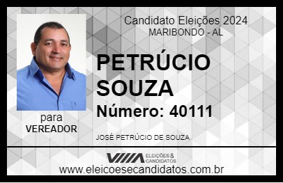 Candidato PETRÚCIO SOUZA 2024 - MARIBONDO - Eleições