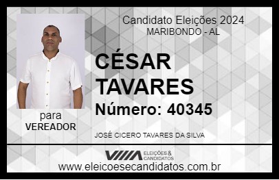 Candidato CÉSAR TAVARES 2024 - MARIBONDO - Eleições